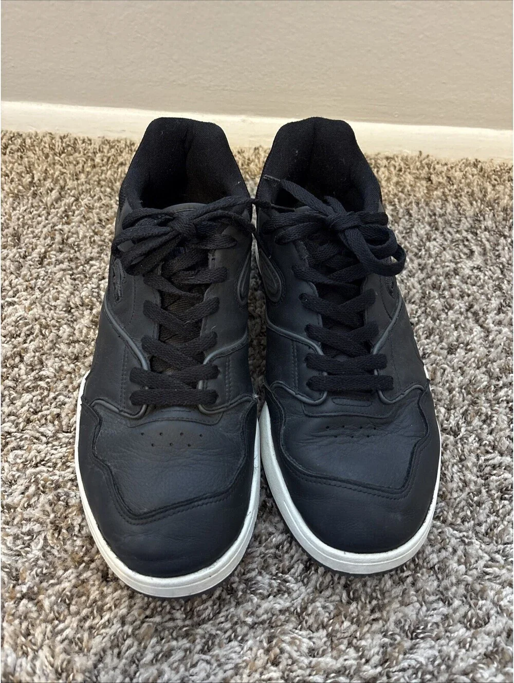 Lacoste Men's Lineshot 223 Leather Sneakers Shoes Black White US Size 11.5